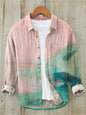 Japanese Pastel Abstract Zen Overshirt – Premium Oversized Linen-Feel Shirt for Men (S–6XL)