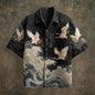 Japanese Crane Wave Print Shirt – Premium Oversized Art Shirt for Men (S–6XL)